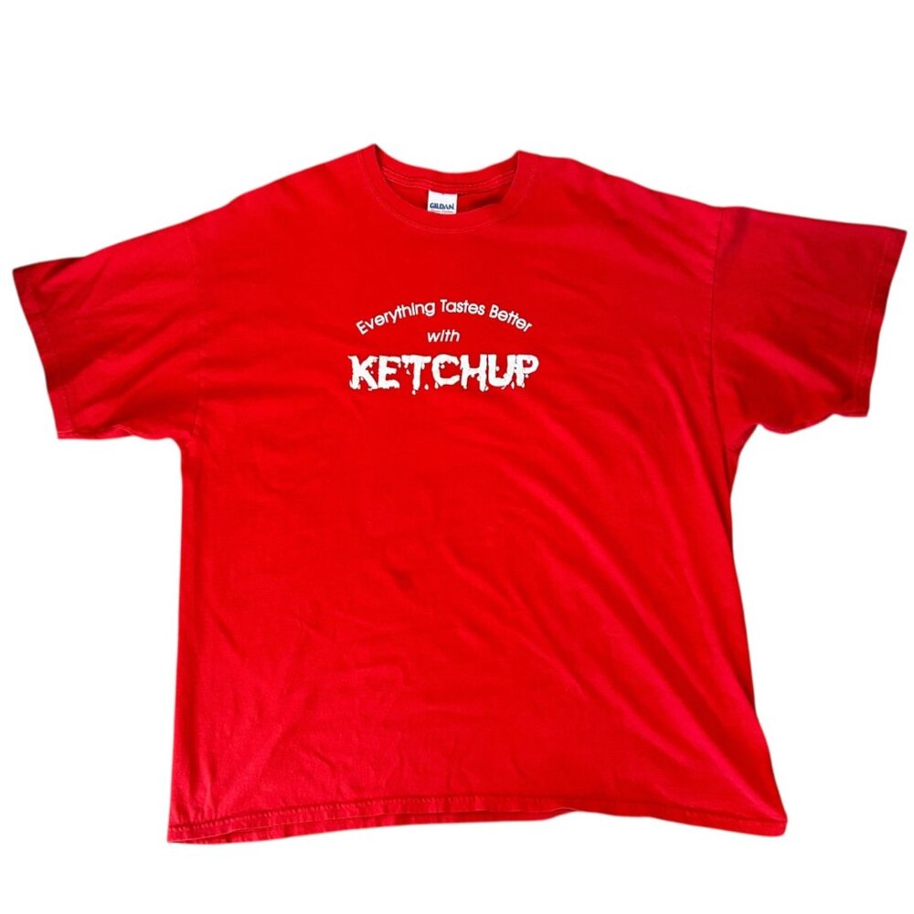 Vintage Everything Tastes Better With Ketchup Y2K Gildan Tee 2X